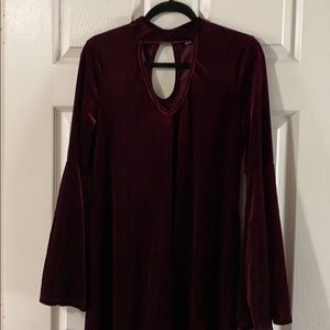 Maroon flare velvet dress